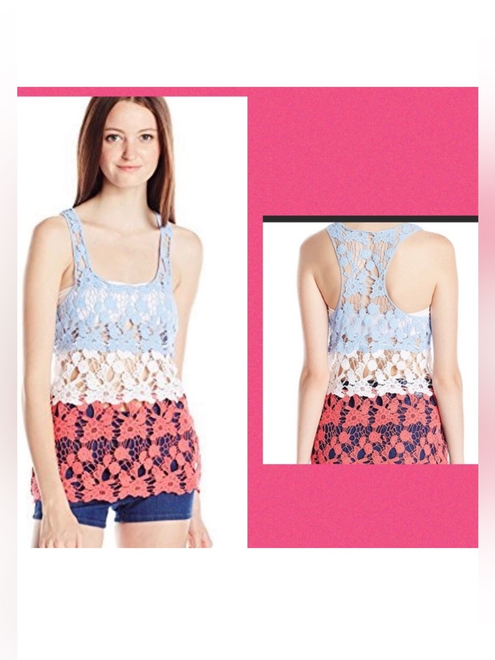 Crochet Racerback Color Block Tank